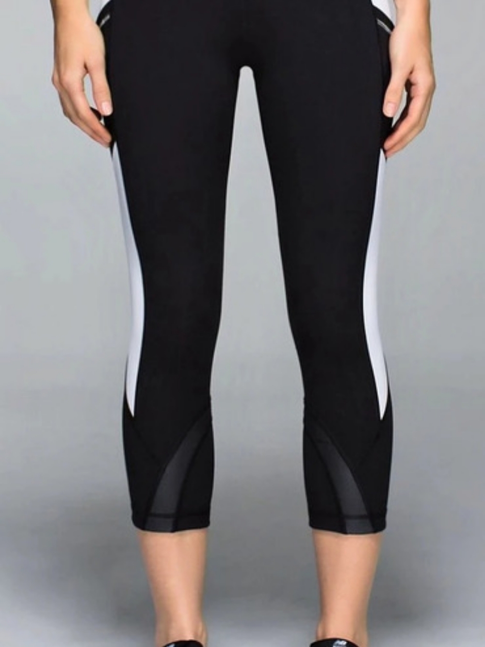 lululemon Inspire Crop Color Block Leggings Black & White